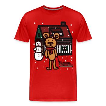 Teddy Snowfall Christmas Gift Sleigh Kid - Men's Premium Organic T-Shirt - red - Front - Damien (186cm)