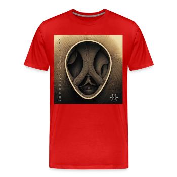 monstre #010 Embrouillé - T-shirt bio Premium Homme - rouge - Devant - Damien (186cm)