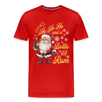 Weihnachtsmann Flasche Rum Alkohol Schnaps Prost - Männer Premium Bio T-Shirt - Rot - Vorne - Damien (186cm)