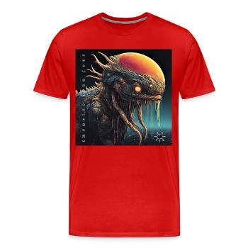 Monster #028 Cosmic Snooper - Men's Premium Organic T-Shirt - red - Front - Damien (186cm)