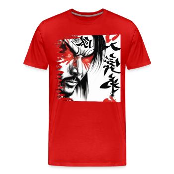 Monster #035 Samurai - Männer Premium Bio T-Shirt - Rot - Vorne - Damien (186cm)