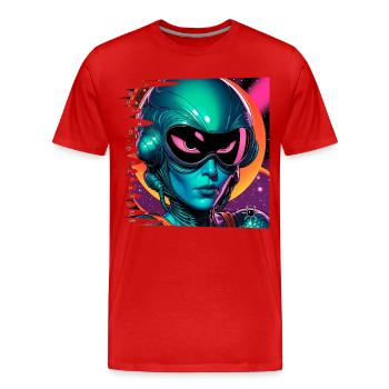Monster #044 Space Captain - Men's Premium Organic T-Shirt - red - Front - Damien (186cm)