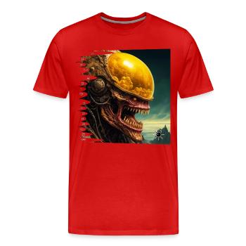Monster #049 Bubble Gum - Men's Premium Organic T-Shirt - red - Front - Damien (186cm)