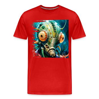 monstre 051 Hyppocampe - T-shirt bio Premium Homme - rouge - Devant - Damien (186cm)