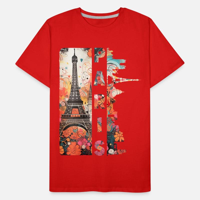 Paris Eiffelturm Frankreich Stadt Skyline Kunst Männer Premium Bio T-Shirt