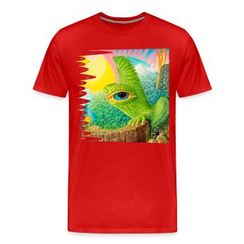 Monster #063 Anzû, the Bird of Destiny - Men's Premium Organic T-Shirt - red - Front - Damien (186cm)