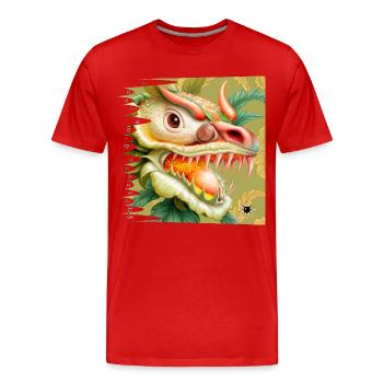 Monster #066 Dragon Flowers - Men's Premium Organic T-Shirt - red - Front - Damien (186cm)