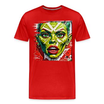 Monster #070 Grün!! - Männer Premium Bio T-Shirt - Rot - Vorne - Damien (186cm)