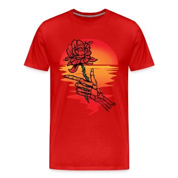 Sonne Blume Tod Skelett Sonnenuntergang Jenseits - Männer Premium Bio T-Shirt - Rot - Vorne - Damien (186cm)