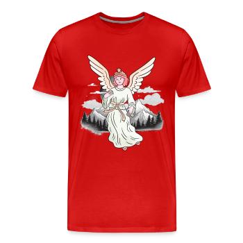 Mountains, Alps, Angels, Lucky Charms, Mountaineers, Alm - Men's Premium Organic T-Shirt - red - Front - Damien (186cm)
