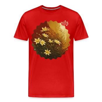 Fleur #01 Bouquet fleuri - T-shirt bio Premium Homme - rouge - Devant - Damien (186cm)