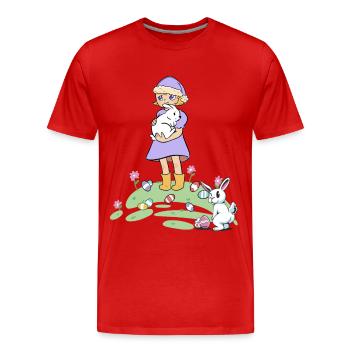 Easter Easter Bunny Kids Rabbit Easter Eggs Eggs - Men's Premium Organic T-Shirt - red - Front - Damien (186cm)