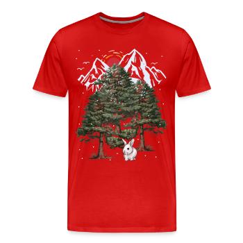 Alps, Bunny, Winter, Snowfall, Christmas, Rabbit - Men's Premium Organic T-Shirt - red - Front - Damien (186cm)