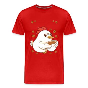 Pause-café Caféine Poulet Petit-déjeuner Early Bird - T-shirt bio Premium Homme - rouge - Devant - Damien (186cm)