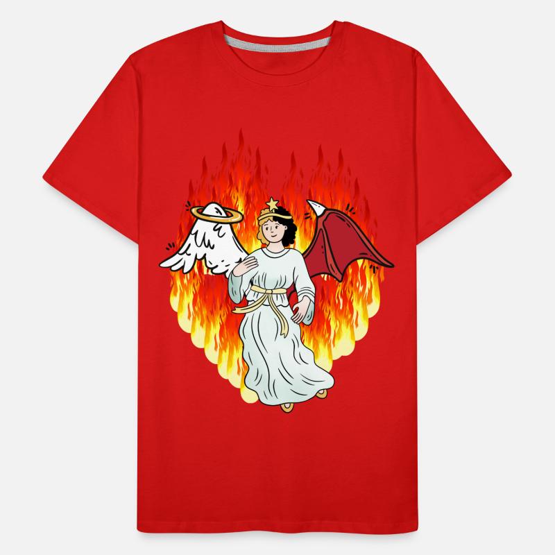 Fiery Hell Beyond Angel Satan Horror Devil Men's Premium Organic T-Shirt