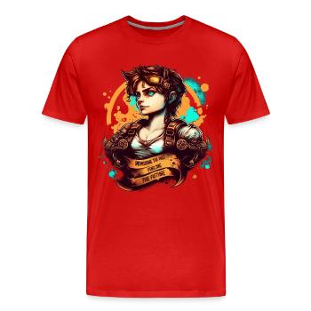 Steampunk Pilot Girl - Männer Premium Bio T-Shirt - Rot - Vorne - Damien (186cm)