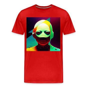 monstre #076 Apathik - T-shirt bio Premium Homme - rouge - Devant - Damien (186cm)