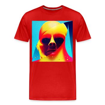 monstre #077 Le Gardien - T-shirt bio Premium Homme - rouge - Devant - Damien (186cm)