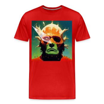 monster #078 Tubers - Men's Premium Organic T-Shirt - red - Front - Damien (186cm)