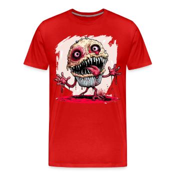 Cupcake Halloween Street Food Monstre - T-shirt bio Premium Homme - rouge - Devant - Damien (186cm)