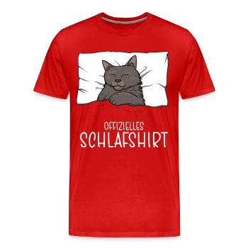 Offizielles Schlafshirt Katze Schlafanzug - Männer Premium Bio T-Shirt - Rot - Vorne - Damien (186cm)