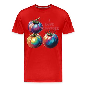 Ich liebe bunte Tomaten - Männer Premium Bio T-Shirt - Rot - Vorne - Damien (186cm)