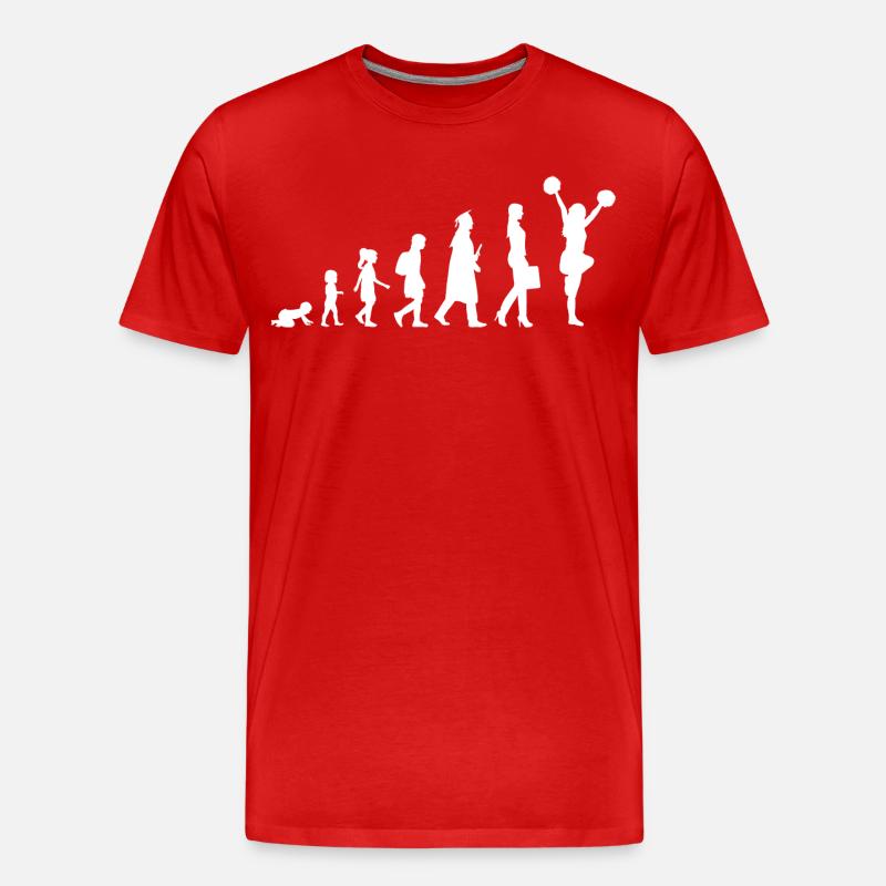 Evolution Of A Cheerleader - Männer Premium Bio T-Shirt - Rot