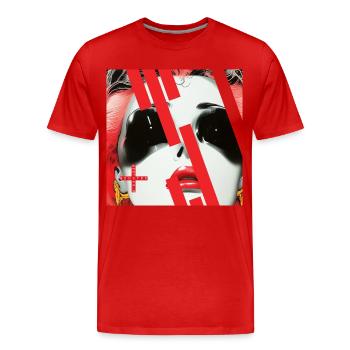monstre #097 Nina - T-shirt bio Premium Homme - rouge - Devant - Damien (186cm)