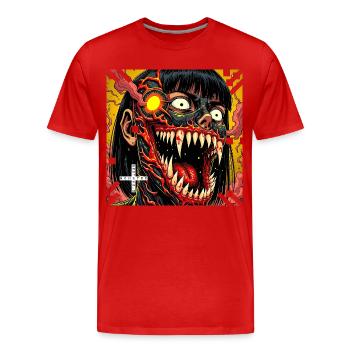 Monster #102 Mutant - Men's Premium Organic T-Shirt - red - Front - Damien (186cm)