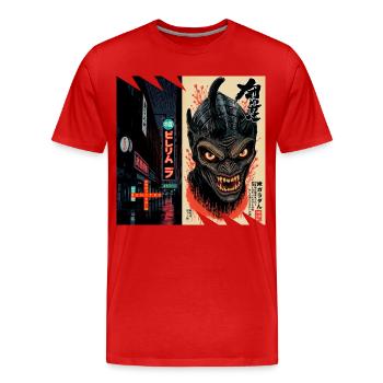 monstre #105 Wanted - T-shirt bio Premium Homme - rouge - Devant - Damien (186cm)
