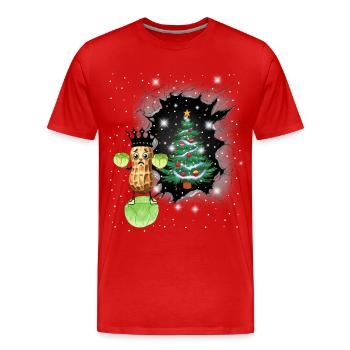 Weihnachten Vegetarisch Kohl Gemüse Erdnuss Xmas - Männer Premium Bio T-Shirt - Rot - Vorne - Damien (186cm)