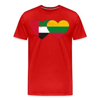 Vereinigte Arabische Emirate Litauen Flagge Herz - Männer Premium Bio T-Shirt - Rot - Vorne - Damien (186cm)