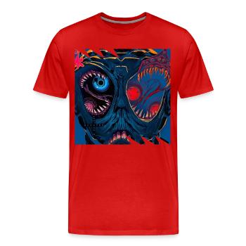 Monster #109 Hallu - Men's Premium Organic T-Shirt - red - Front - Damien (186cm)