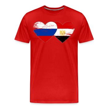 Russia Egypt Flag Hands Heart Shape Used - Men's Premium Organic T-Shirt - red - Front - Damien (186cm)