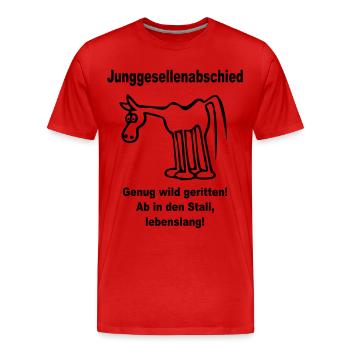Junggesellenabschied: Genug wild geritten (Pferd, - Männer Premium Bio T-Shirt - Rot - Vorne - Damien (186cm)