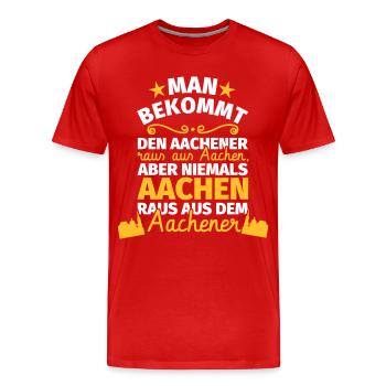 Aachen - Männer Premium Bio T-Shirt - Rot - Vorne - Damien (186cm)
