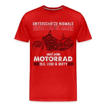 Opa Vater Motorrad Geschenk Alter Mann Motorcycle - Männer Premium Bio T-Shirt - Rot - Vorne - Damien (186cm)