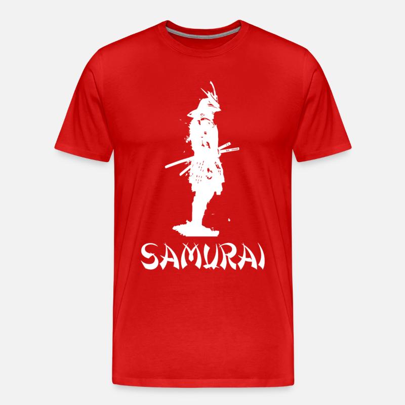 cooler japanischer Samurai - Männer Premium Bio T-Shirt - Rot