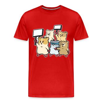 Hamster Protest Uprising Demonstration Demo - Men's Premium Organic T-Shirt - red - Front - Damien (186cm)
