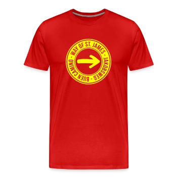 Pilgern auf dem Jakobsweg - Männer Premium Bio T-Shirt - Rot - Vorne - Damien (186cm)