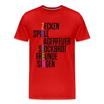 Campen Camping Zelten Zeltlager Pfadfinder KJG - Männer Premium Bio T-Shirt - Rot - Vorne - Damien (186cm)