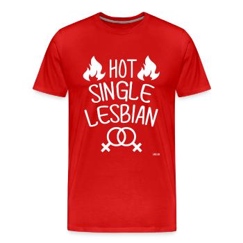 LGBT femme lesbienne célibataire gay chaud cadeau - T-shirt bio Premium Homme - rouge - Devant - Damien (186cm)