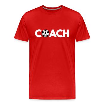 Coach Fussball Trainer Fussballtrainer - Männer Premium Bio T-Shirt - Rot - Vorne - Damien (186cm)