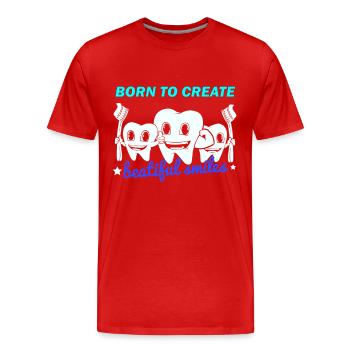 Dents Proverbe Dentiste Dentiste Dentiste - T-shirt bio Premium Homme - rouge - Devant - Damien (186cm)