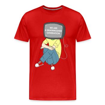 Revolution Gehirnwäsche Fernsehen Widerstand - Männer Premium Bio T-Shirt - Rot - Vorne - Damien (186cm)