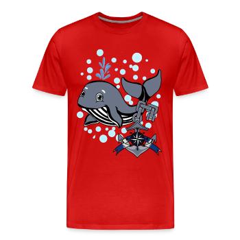 Maritim Seefahrt Wal Fisch Anker Kompass - Männer Premium Bio T-Shirt - Rot - Vorne - Damien (186cm)