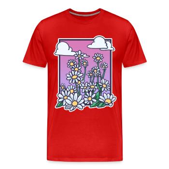 beautiful spring picture with flowers and clouds sky - Men's Premium Organic T-Shirt - red - Front - Damien (186cm)