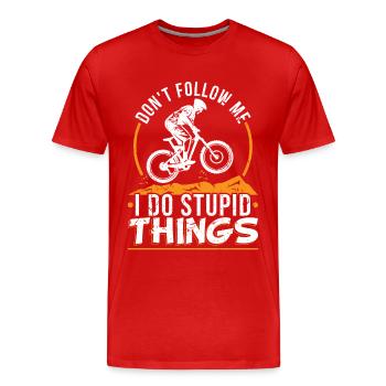Mountainbiker Geschenk - Männer Premium Bio T-Shirt - Rot - Vorne - Damien (186cm)