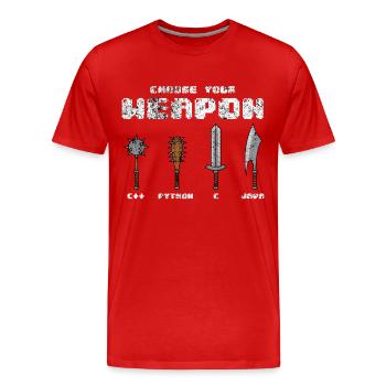 C ++ Phyton C Programmeur Logiciel Java Codeur Joke - T-shirt bio Premium Homme - rouge - Devant - Damien (186cm)