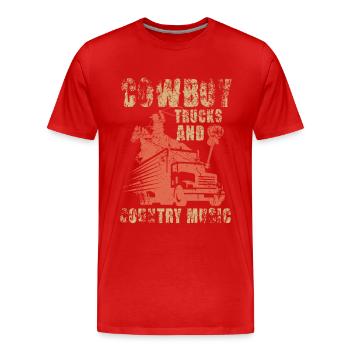 Cowboy Truck Country Music Western Vintage - Männer Premium Bio T-Shirt - Rot - Vorne - Damien (186cm)
